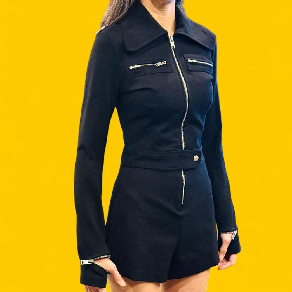 I.AM.GIA Black Futuristic Goth Punk Romper XS